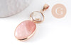 Pendentif ovale agate naturelle colorée et perle d'eau douce naturelle laiton doré 42-43mm, x1 (G10345)