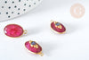 Pendentif ovale amulette rubis naturel argent 925 doré 18K 30mm, pendentif pierre naturelle, x1 G7716