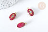 Pendentif ovale amulette rubis naturel argent 925 doré 18K 30mm, pendentif pierre naturelle, x1 G7716