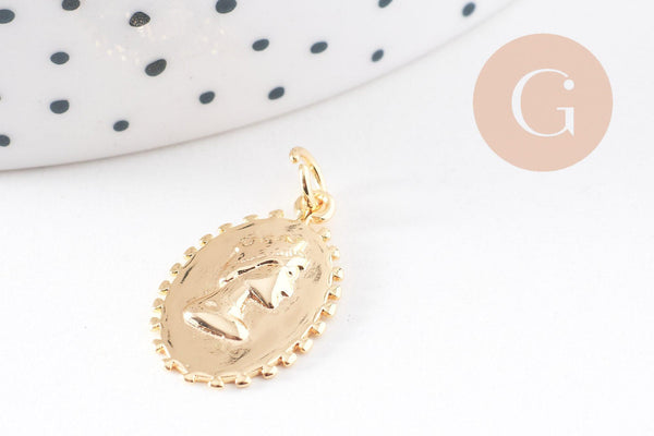 Pendentif ovale camée laiton doré 18K 20mm, x1 (G10083)