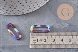 Pendentif ovale écaille bleu acétate 30mm,perle acétate,connecteur plastique, x2 (G1338)