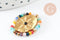 Pendentif ovale fleurs et perles acier 304 inoxydable doré 23mm, x1 G9404