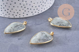 Pendentif ovale labradorite naturelle laiton doré 40mm, x1 (G2516)