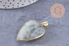 Pendentif ovale labradorite naturelle laiton doré 40mm, x1 (G2516)