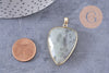 Pendentif ovale labradorite naturelle laiton doré 40mm, x1 (G2516)