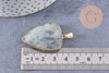 Pendentif ovale labradorite naturelle laiton doré 40mm, x1 (G2516)