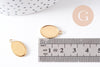 Pendentif ovale support cabochon 14x10mm acier 304 inoxydable doré IP, x2 (G10293)
