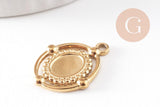 Pendentif ovale support cabochon 8x6mm acier 304 inoxydable doré, x1 (G9938)