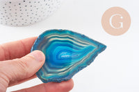 Pendentif ovale tranche agate bleue 50-110mm, x1 (G2036)