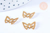 Pendentif papillon ajouré en laiton doré, création bijoux laiton brut, x 2, G6427