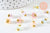 Pendentif perle fleur cristal pastel laiton doré 12mm, pendentif doré cristal, X10 (G6282)