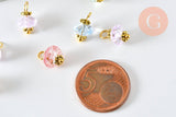 Pendentif perle fleur cristal pastel laiton doré 12mm, x10 (G6282)