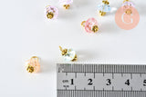 Pendentif perle fleur cristal pastel laiton doré 12mm, x10 (G6282)