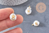 Pendentif perle naturelle Keshi étoile dorée,porte bonheur,perle eau douce,création bijou,perle naturelle blanche,17-27mm, x1 (G1954)