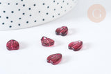 Pendentif pétale verre prune 12mm, perles verre tchèque, perle végétal, x10 (G8102)