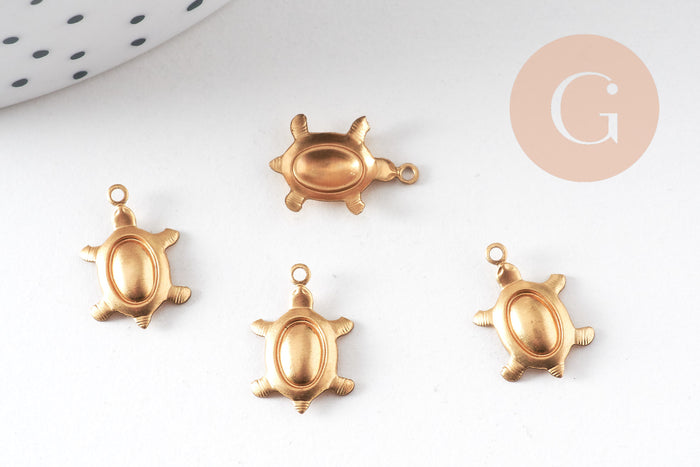 Pendentif petite tortue laiton brut, sans nickel, pendentif tortue, apprêt laiton,1.3mm, x1 G1916