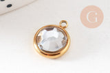 Pendentif pierre acier 304 inoxydable doré 12mm, x1 (G10745)