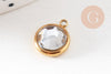 Pendentif pierre acier 304 inoxydable doré 12mm, x1 (G10745)