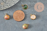 Pendentif pierre acier 304 inoxydable doré 19mm, x1 (G9487)
