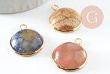 Pendentif pierre acier 304 inoxydable doré 27mm, x1 (G9486)