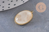 Pendentif pierre naturelle acier 304 inoxydable doré/platine 22mm, x1 (G10982)