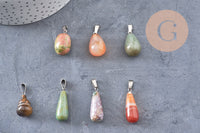 Pendentif pierre naturelle forme et pierre variées 8-28mm,création bijoux pierre naturelle, x1 (G6945)