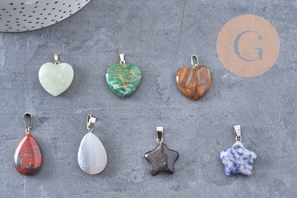 Pendentif pierre naturelle forme et pierre variées 8-28mm,création bijoux pierre naturelle, x1 (G6945)