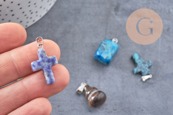 Pendentif pierre naturelle forme et pierre variées 8-28mm,création bijoux pierre naturelle, x1 (G6945)