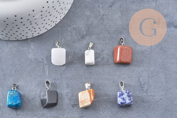 Pendentif pierre naturelle forme et pierre variées 8-28mm,création bijoux pierre naturelle, x1 (G6945)