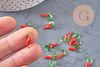 Pendentif piment rouge,perle verre tchèque,piment verre,pendentif verre,verre artisanal,pendentif chance,25mm, x 10 G1942