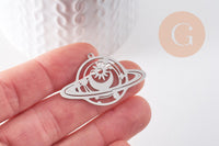 Pendentif planète mystique acier 201 inoxydable argenté 25.5mm,breloque platine acier inoxydable doré sans libréation de nickel, x1 (G6139)