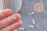 Pendentif platine numéro cristal blanc laiton platine 11mm, x1 (G3622)