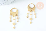Pendentif pluie lunes et étoiles acier 304 inoxydable doré 55mm, x1 (G6345)