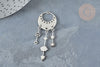 Pendentif pluie lunes et étoiles acier inoxydable 201 argenté 55mm, x1 (G7389)
