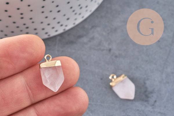 Pendentif pointe aventurine rose naturelle 19mm, pendentif, pendentif pierre rose aventurine naturelle, x1 (G5922)