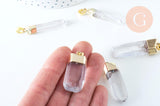 Pendentif pointe cristal de roche transparent doré 42-60mm, x1 (G6229)