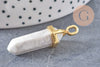 Pendentif pointe howlite blanche, pendentif bijoux, pendentif pierre, howlite naturelle, pendentif howlite,40mm, x1 G1691