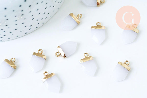 Pendentif pointe jade blanc, pendentif , bijou pierre,pendentif pierre, jade naturel, pendentif pierre naturelle,19mm, x1 G5713