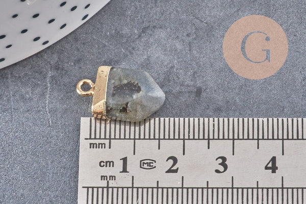Pendentif pointe labradorite naturelle claire laiton doré 19mm, x1 (G5921)