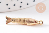 Pendentif poisson articulé laiton doré zircon 29.5mm, x1 (G10303)