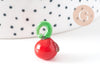 Pendentif pomme fruit rouge verre tchèque 25mm, x5 (G1986)