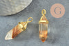 Pendentif quartz peau de tigre pointe zamac doré 37-40mm, création bijoux pierre naturelle, x1 G4446