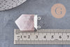 Pendentif quartz rose hexagone argenté,pendentif bijoux pierre,quartz rose naturel,28mm x1 (G5197)