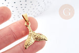 Pendentif queue de sirène texturé acier 304 inoxydable doré IP, x1 (G8621)