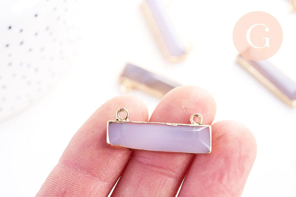 Pendentif rectangle agate naturelle grise,pendentif bijoux, pendentif agate,pendentif pierre, agate naturelle,30.5mm, x1 G6266