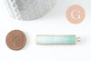 Pendentif rectangle amazonite naturelle laiton doré 46.5mm, x1 (G0299)