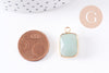 Pendentif rectangle aventurine verte naturelle laiton doré 22mm, x1 (G5627)