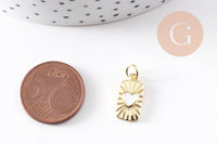 Pendentif rectangle coeur nacre naturelle laiton doré 16.5mm, x1 (G10255)