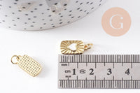 Pendentif rectangle coeur nacre naturelle laiton doré 16.5mm, x1 (G10255)