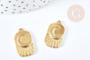 Pendentif rectangle lune acier 304 inoxydable doré 25mm, x1 (G8710)